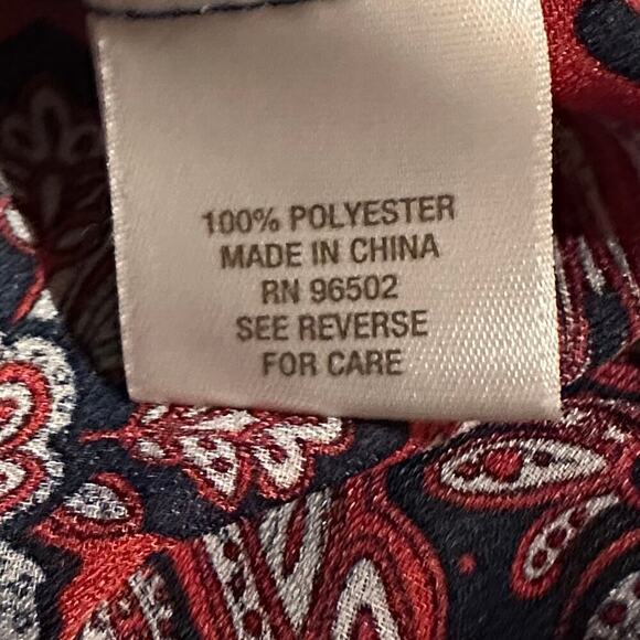 Christopher & Banks Navy Red Medallion Print Boho Top Blouse Women's L Large - Picture 7 of 8